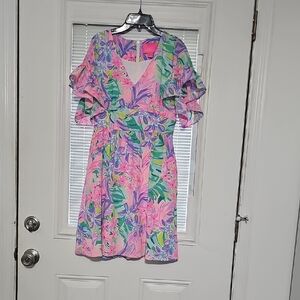 Lilly Pulitzer Vibrant Pink and Green Midi Dress